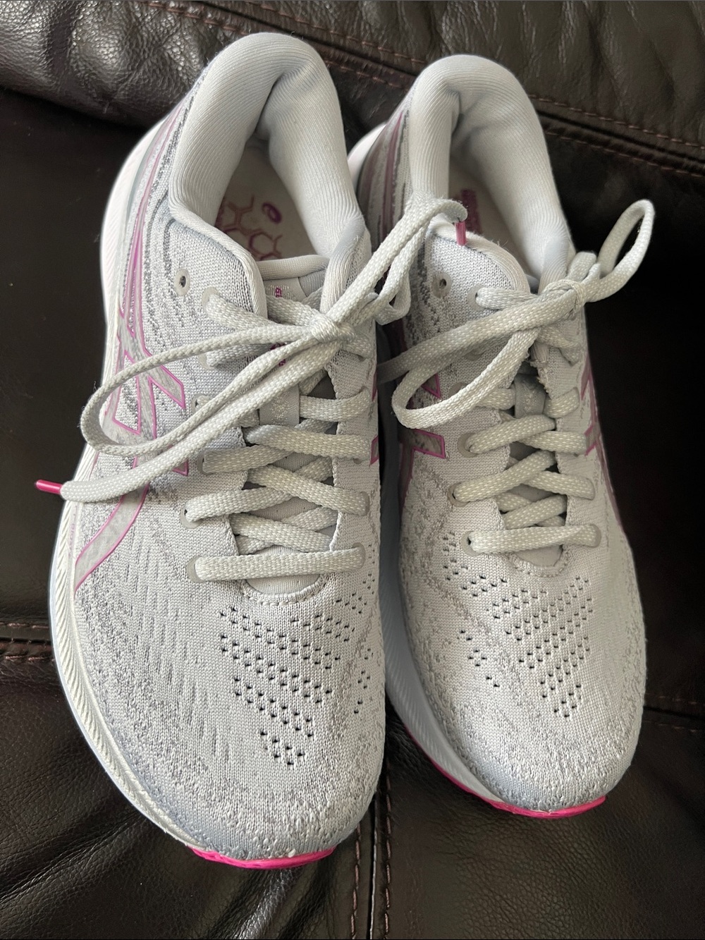 Asics Light Gray and Pink Women's Athletic Running 8/5Shoes